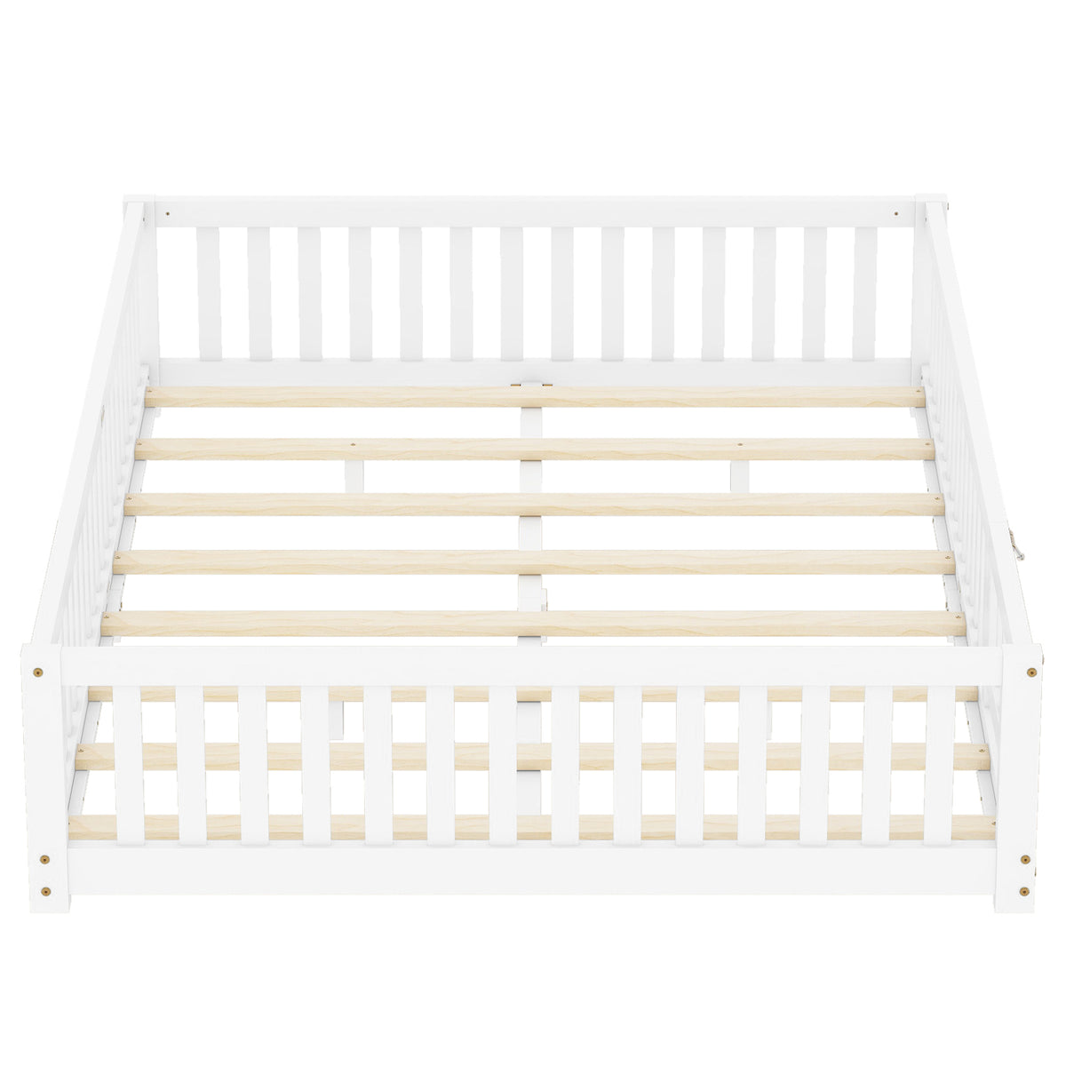 Kids Safety Floor Bed – White Guardrail Edition