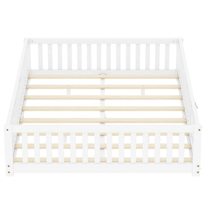 Kids Safety Floor Bed – White Guardrail Edition