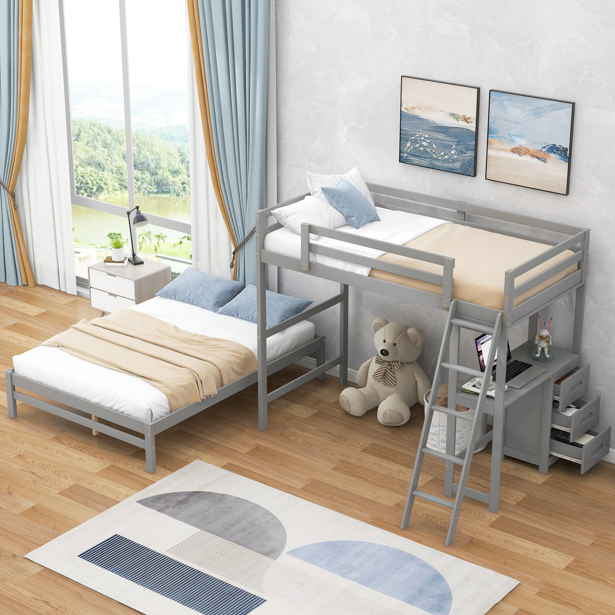 Full Bunk Bed Gray