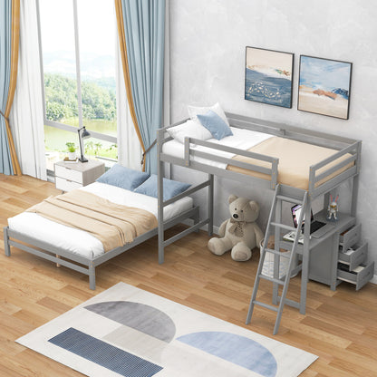 Full Bunk Bed Gray