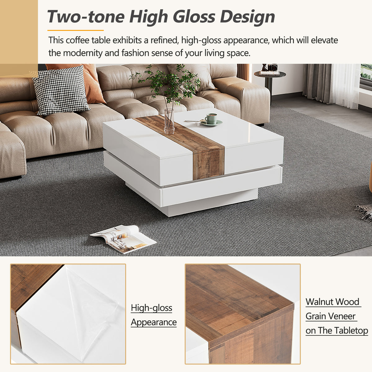 Modern Storage Coffee Table White