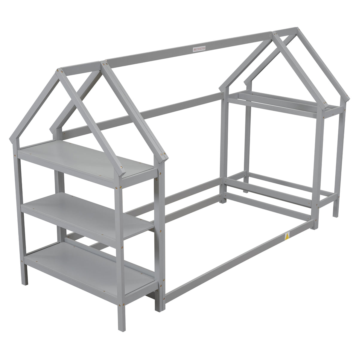 House Frame Platform Bed with Storage Gray