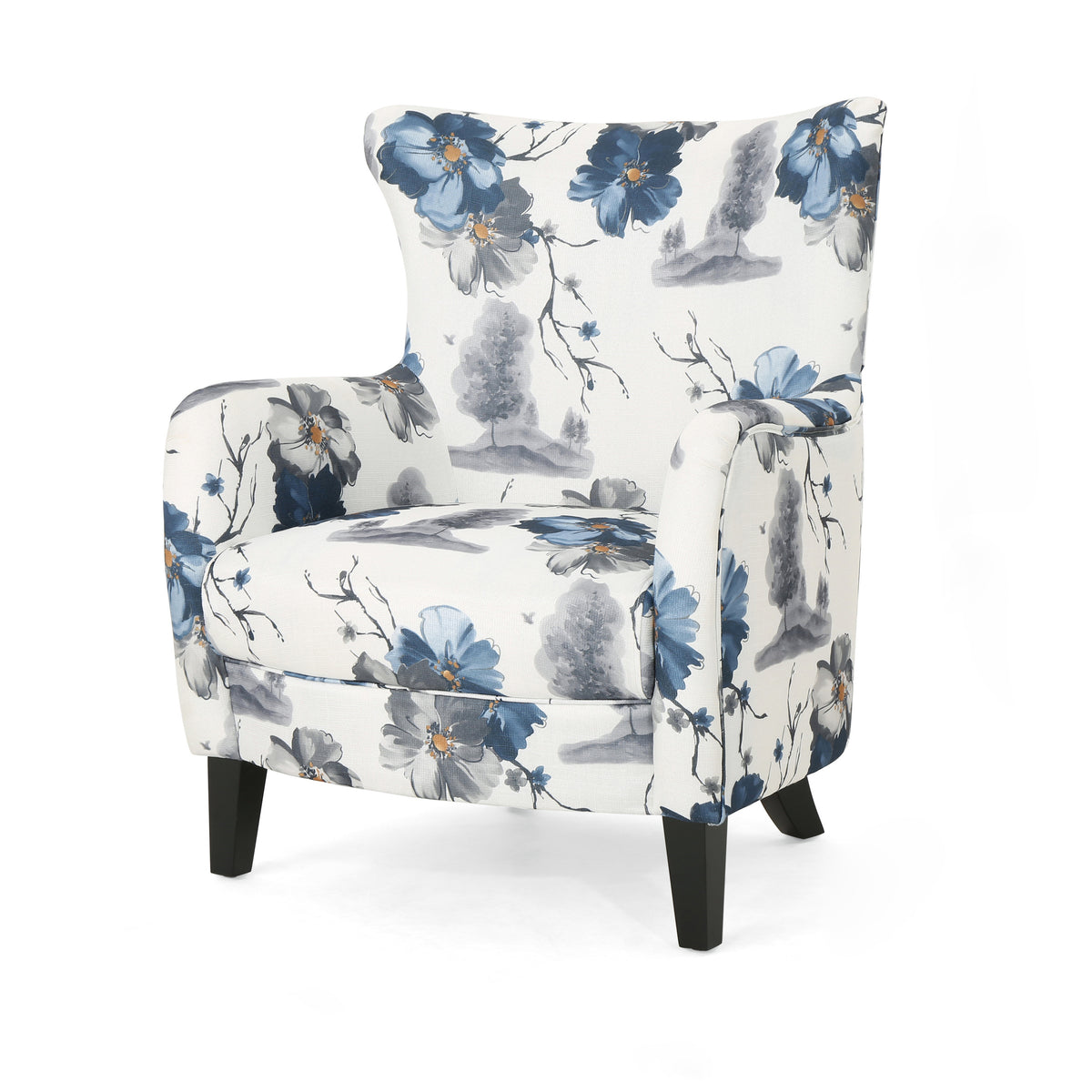 Retro Printed Accent Chair Blue