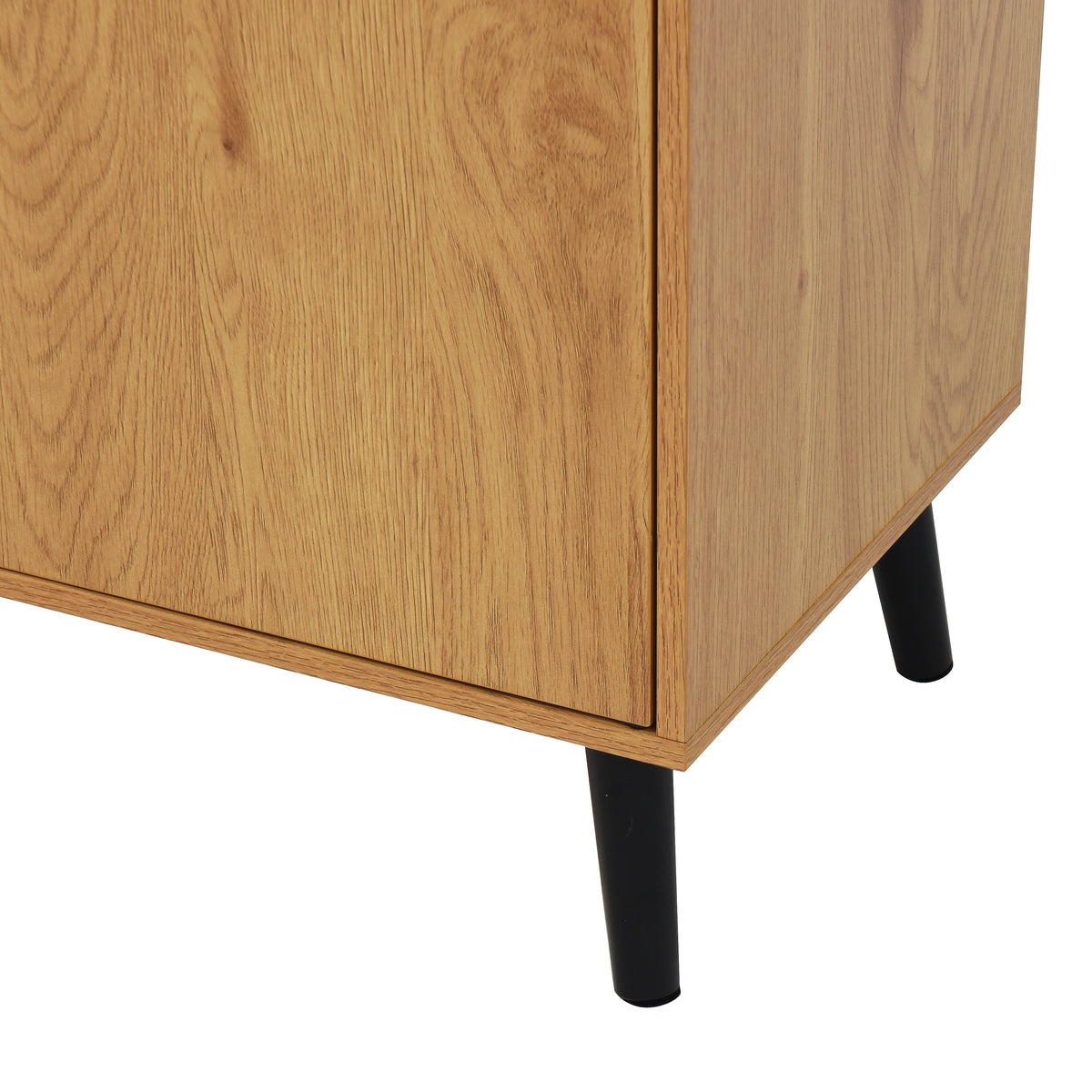 Natural Wood Storage Cabinet with Drawers and Doors