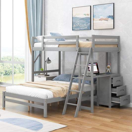 Full Bunk Bed Gray