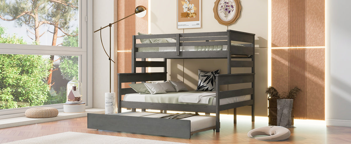 Twin Over Full Bunk Bed Gray