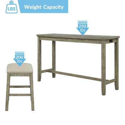 Counter Dining Set with Fabric Stools Green