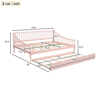 Full Daybed with Trundle Pink Finish