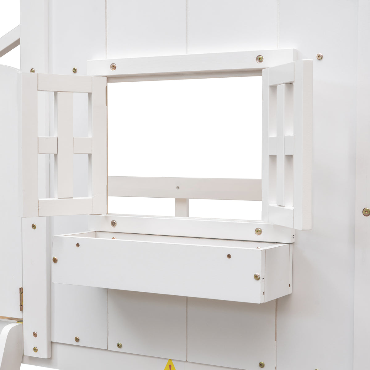 Twin House Bunk Bed with Ladder White