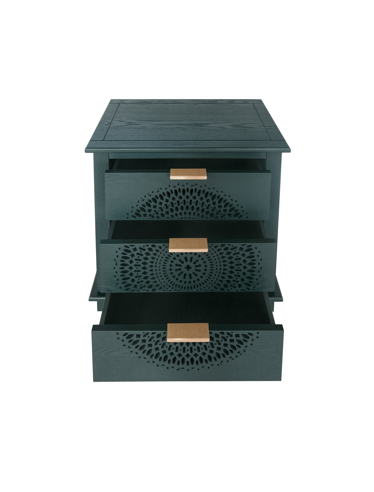 Carved Storage Chest with Metal Handles