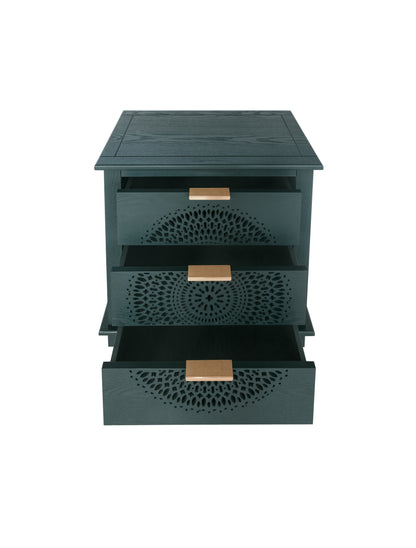 Carved Storage Chest with Metal Handles
