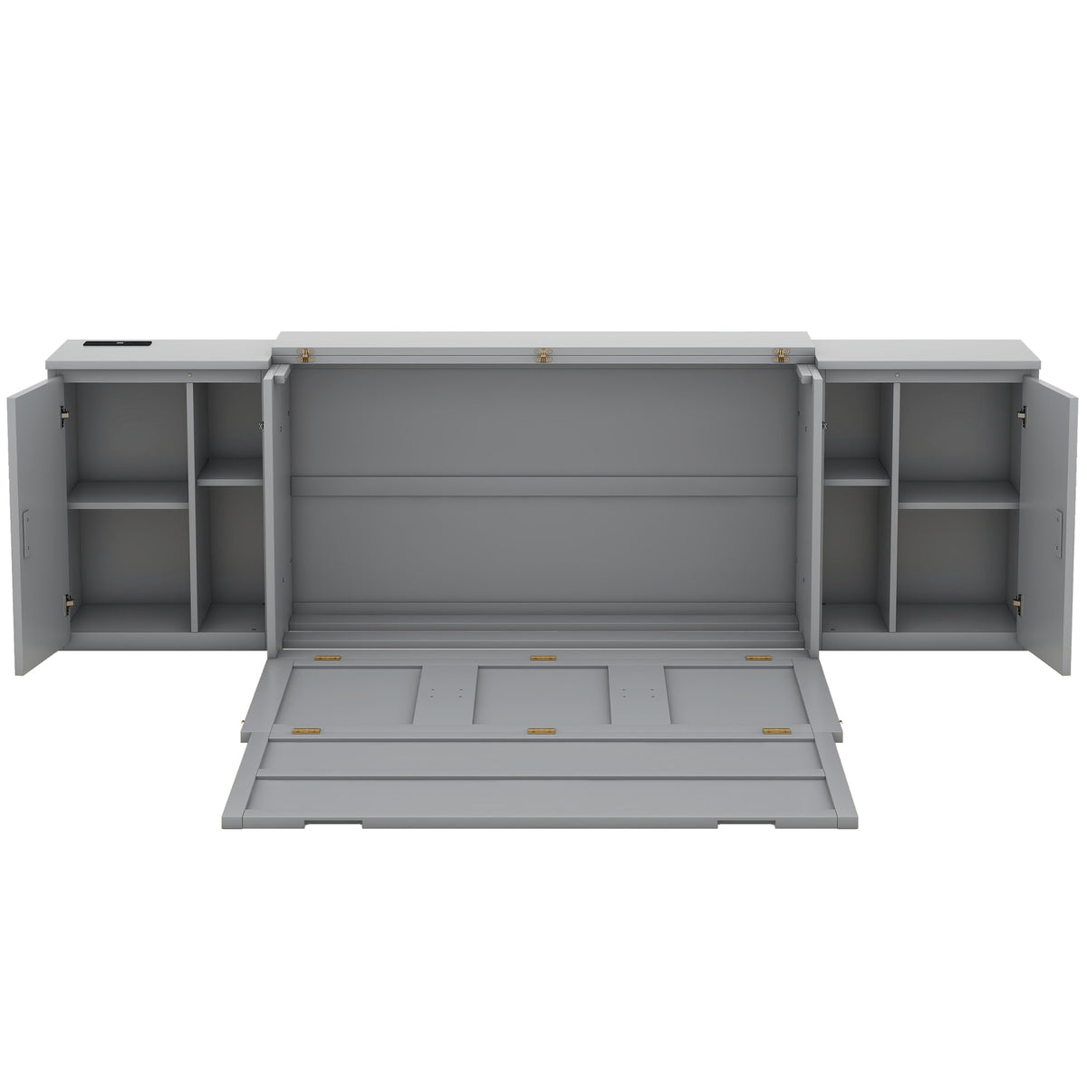 Queen Murphy Bed with Storage Gray