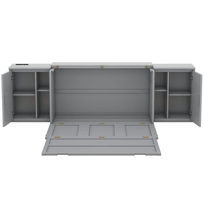 Queen Murphy Bed with Storage Gray