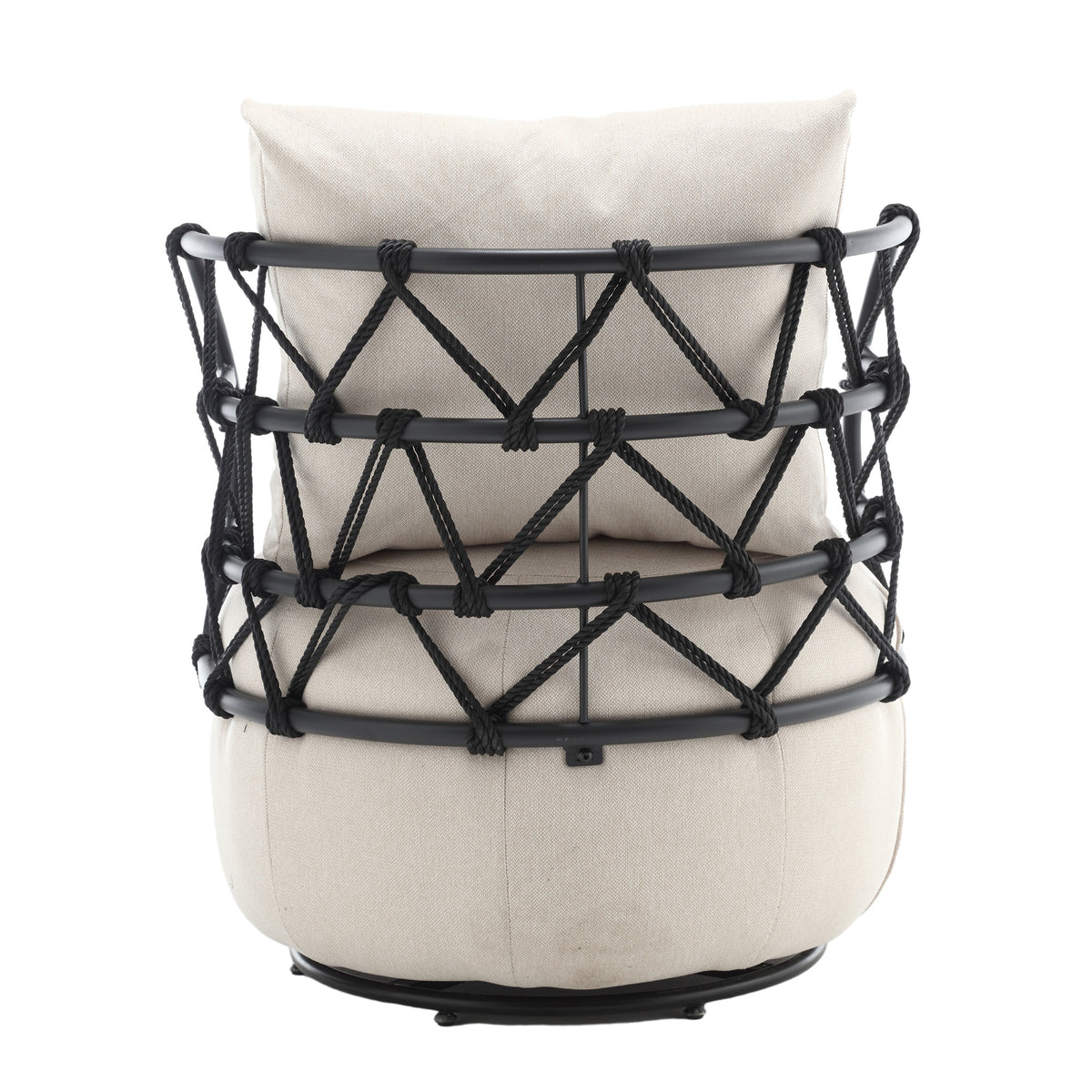 Tufted Linen Accent Chair – Metal Stand