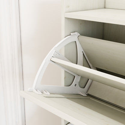 Bohemian Shoe Cabinet with Rattan Shelves White