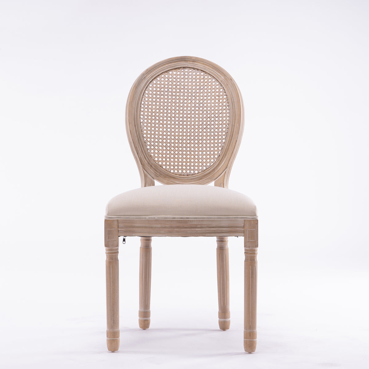 French Style Rattan Back Dining Chair Set (2 pcs) – Cream