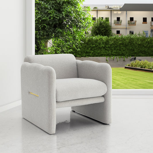 Wavy Armrest Accent Chair Light Gray