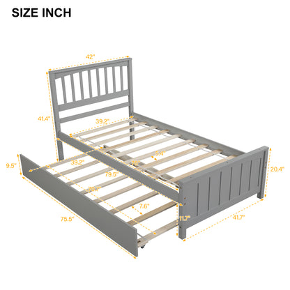 Twin Platform Bed with Trundle Gray