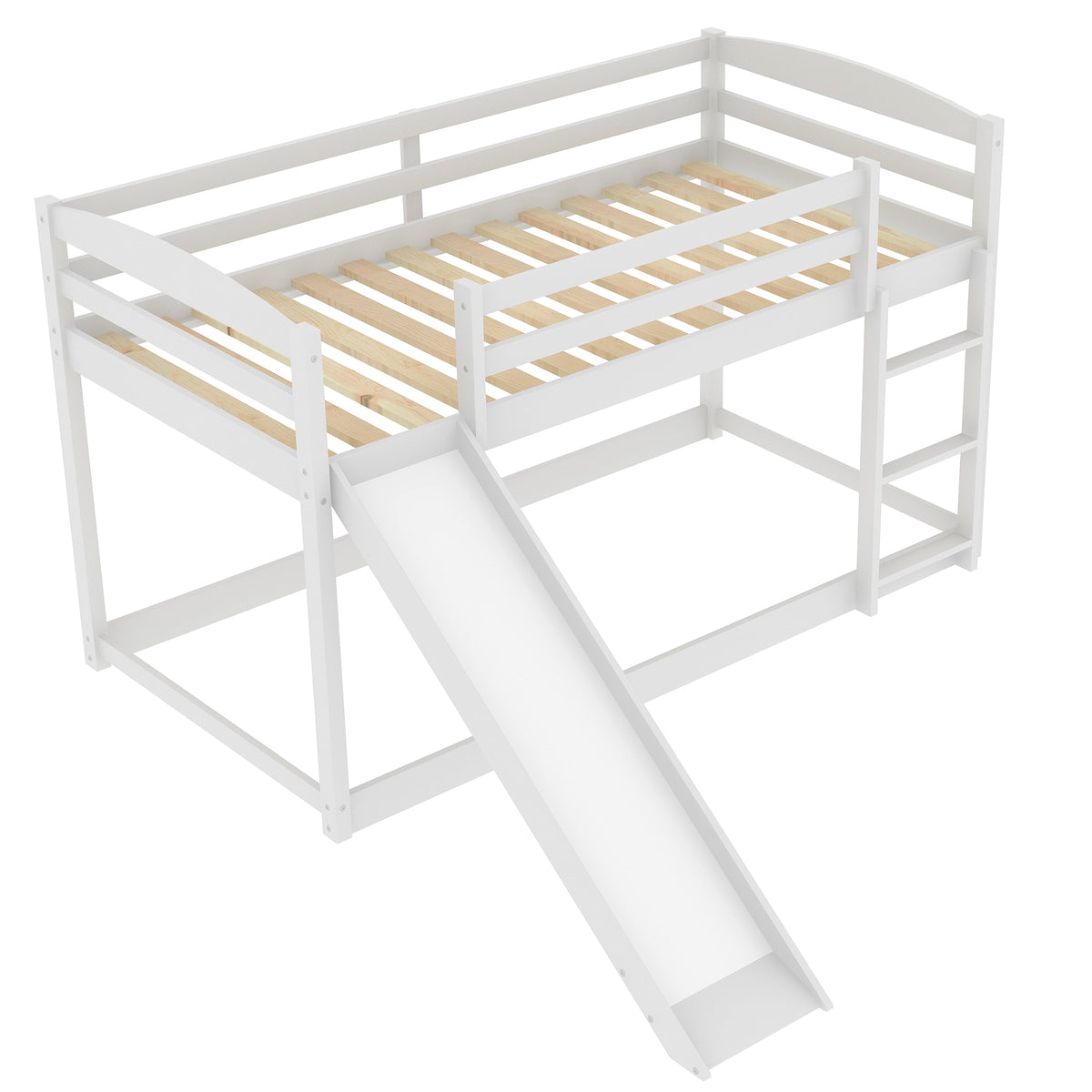 Twin Over Twin Bunk Bed with Slide White