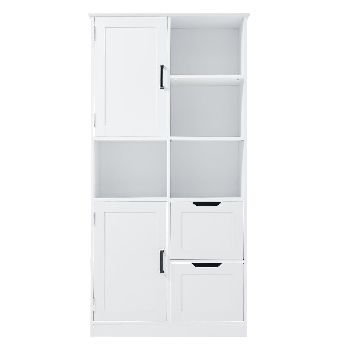 White Bathroom Storage Cabinet with Adjustable Doors