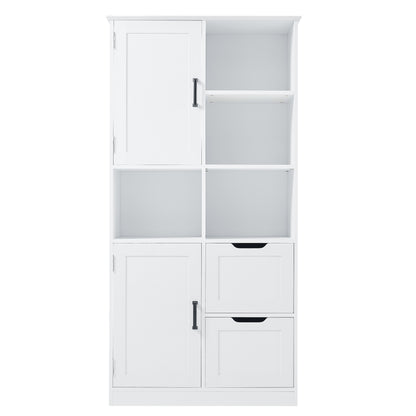 White Bathroom Storage Cabinet with Adjustable Doors