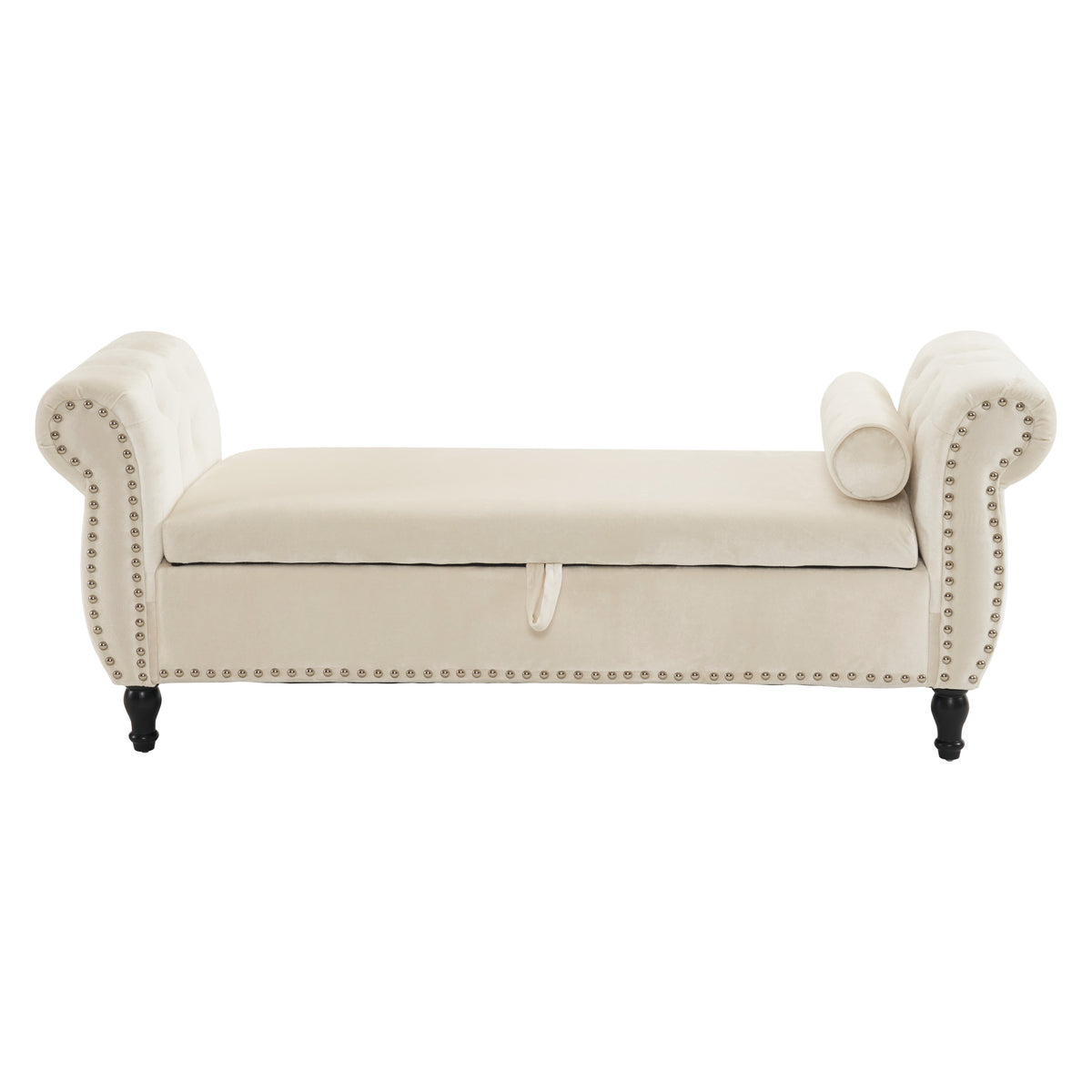 Velvet Storage Ottoman Bench Gray