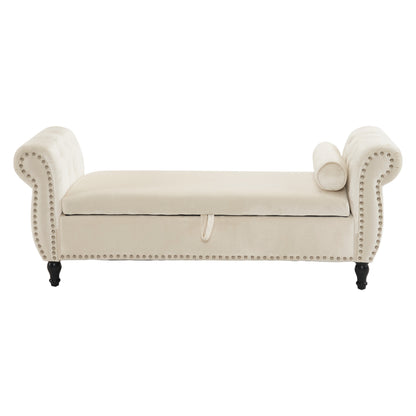 Velvet Storage Ottoman Bench Gray