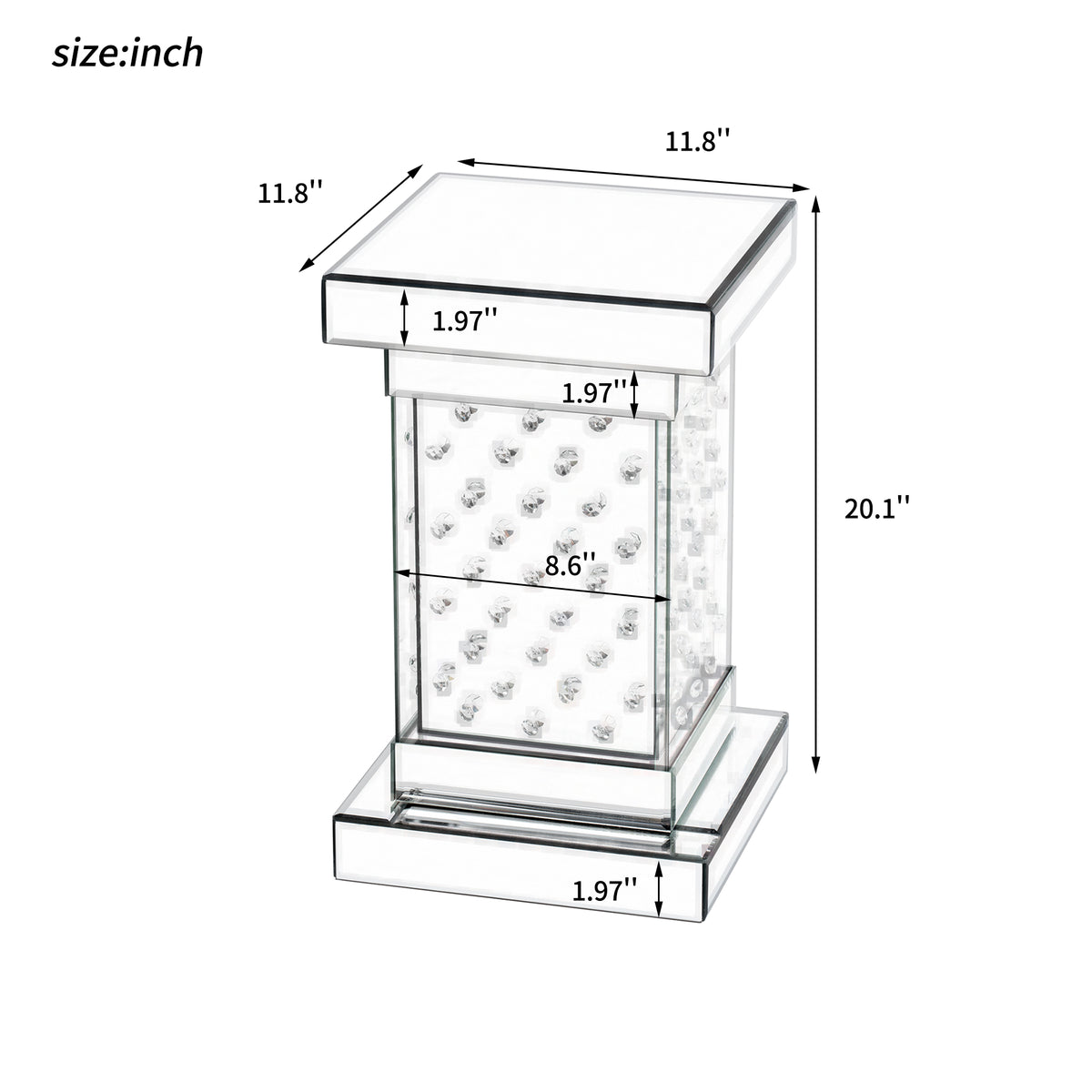 Crystal LED Side Table White