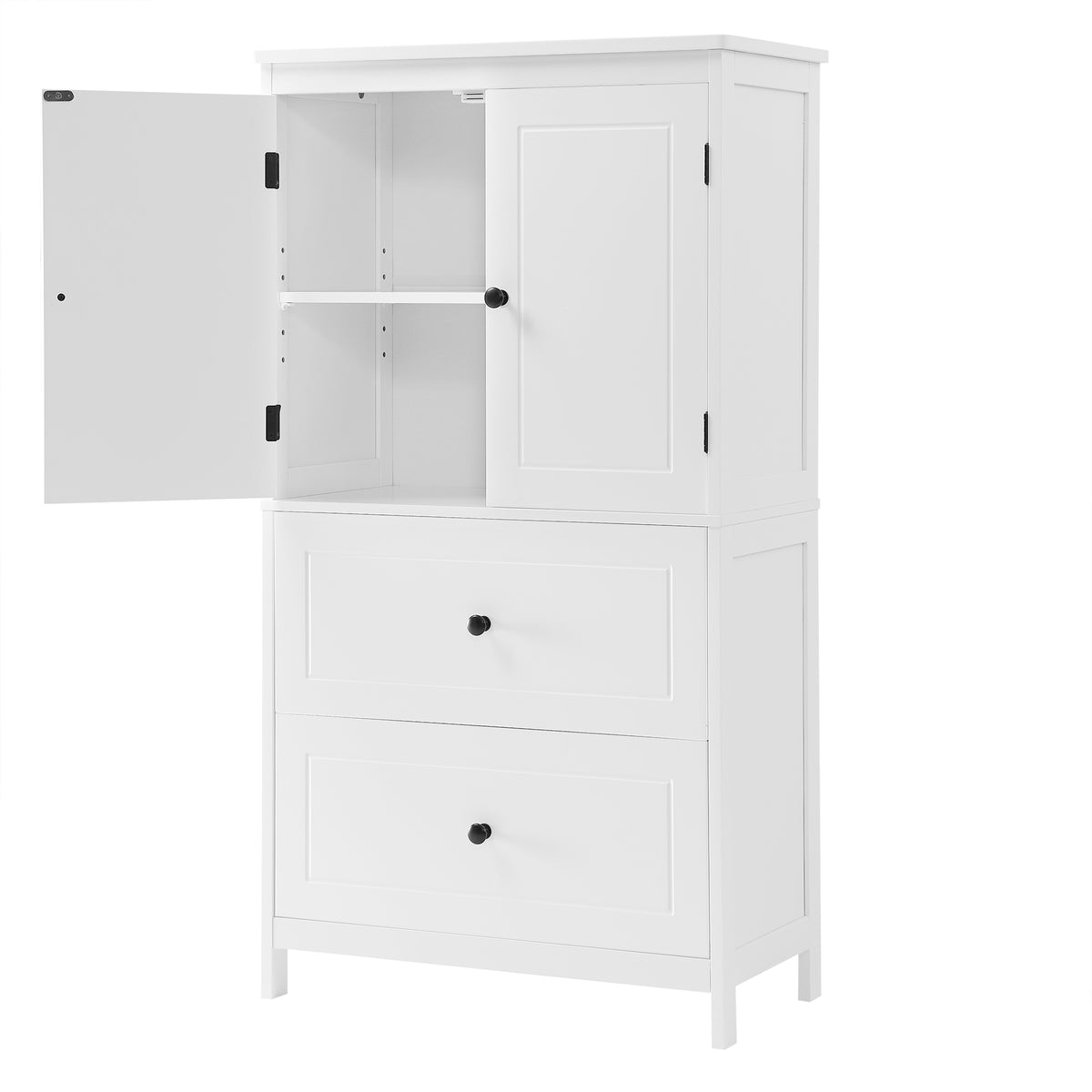 White Bathroom Storage Cabinet with Drawers