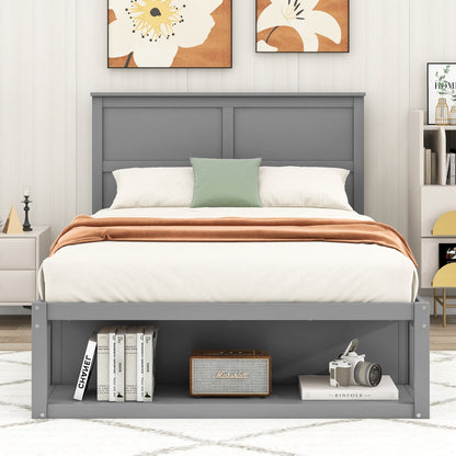 Full Platform Bed with Drawers – Gray Finish