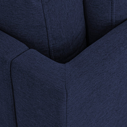 Mid-Century Linen Chaise Lounge – Blue