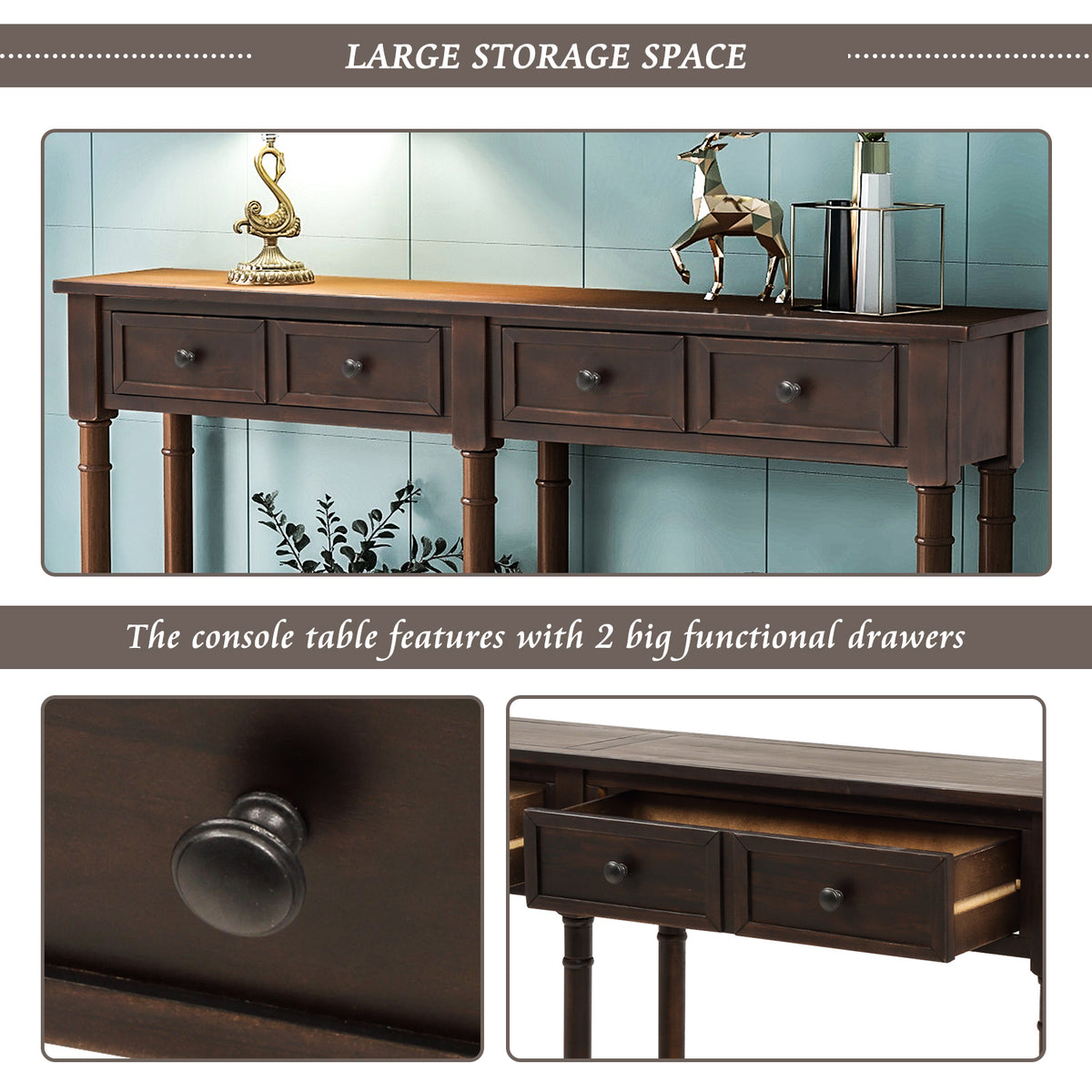 Console Table with Storage Espresso