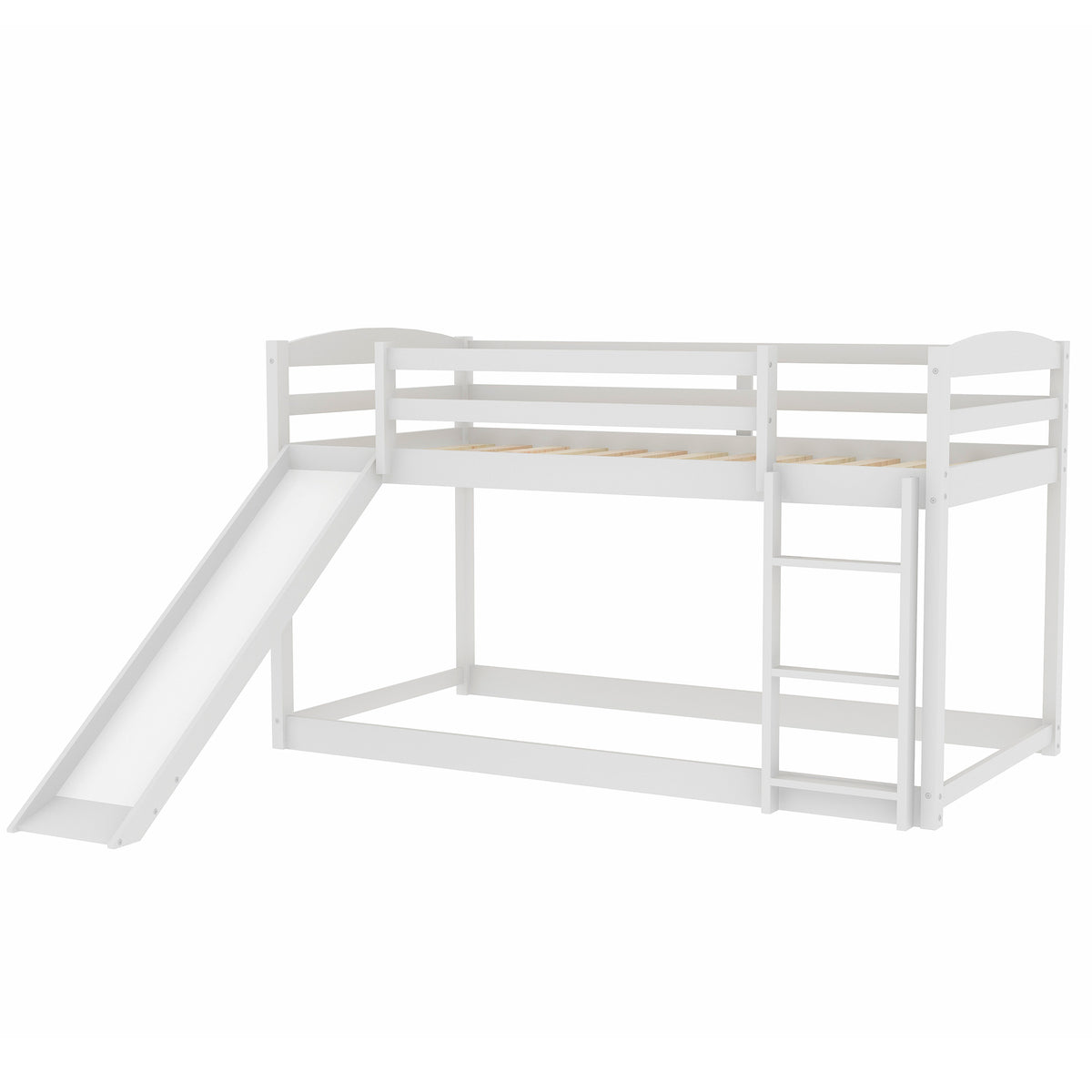 Twin Over Twin Bunk Bed with Slide White