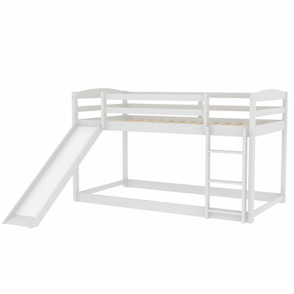 Twin Over Twin Bunk Bed with Slide White
