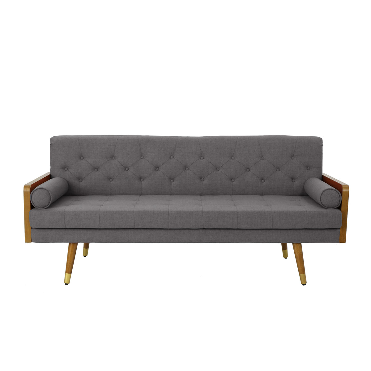 Aidan Mid-Century Tufted Fabric Sofa Gray