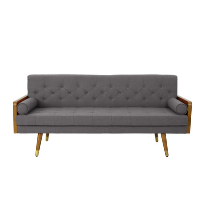 Aidan Mid-Century Tufted Fabric Sofa Gray