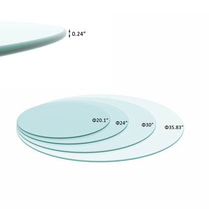 20" Round Tempered Glass Table Top – Clear 1/4" Thick with Polished Edge