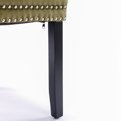 Tufted Olive Green Dining Chairs Set of 2