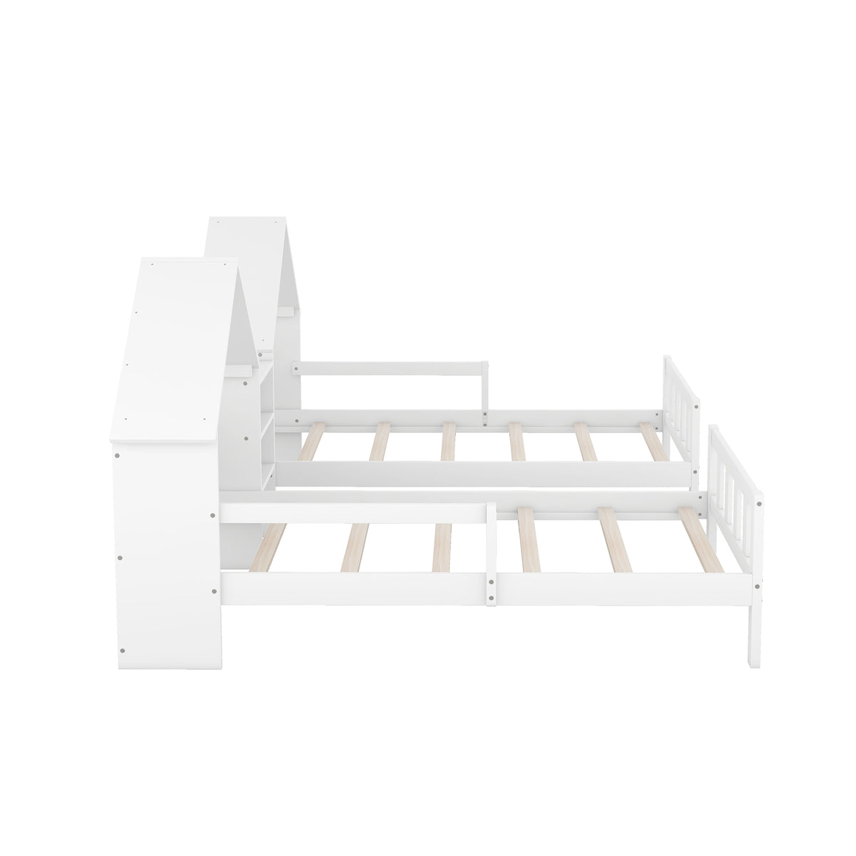 Twin Platform Bed with Built-In Nightstand White