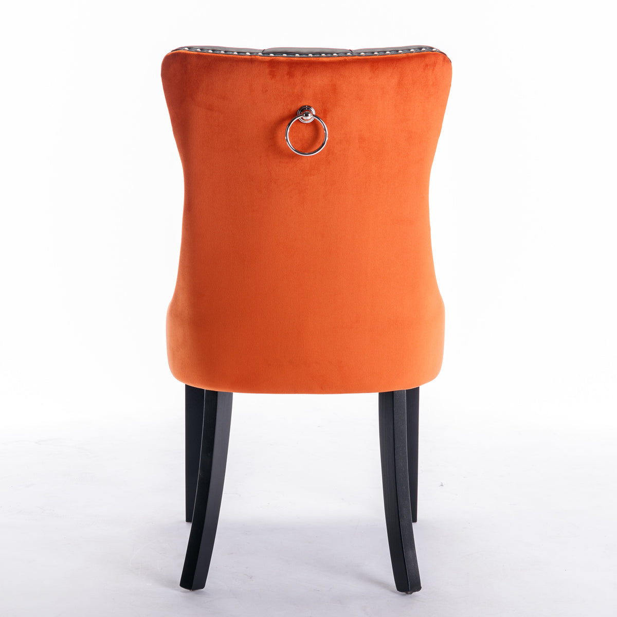 Nikki Tufted Linen Dining Chair Set (2 pcs) – Black and Orange