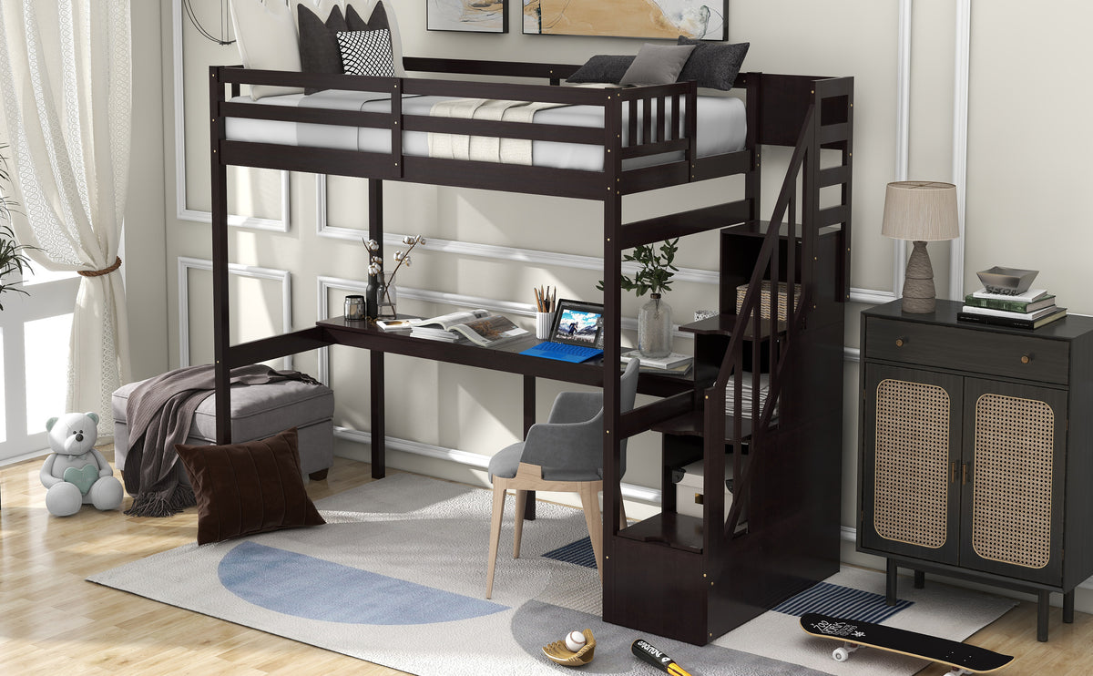 Loft Bed with Storage Espresso