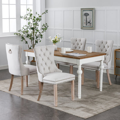 Nikki Tufted Linen Dining Chair Set (2 pcs) – Beige and Gray