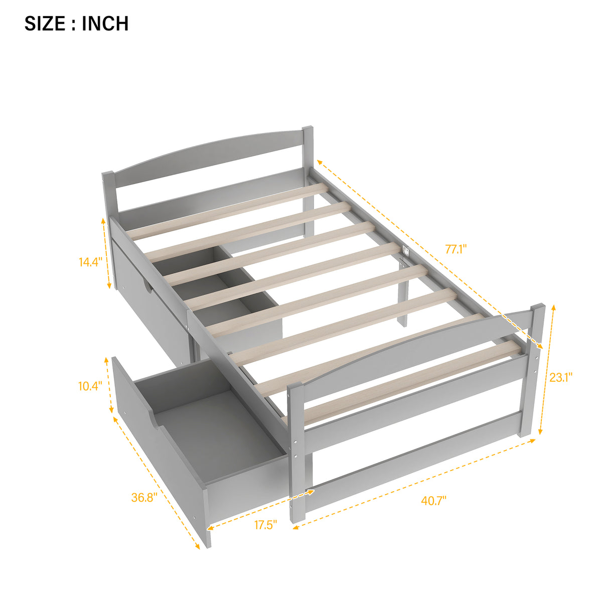 Twin Platform Bed Gray