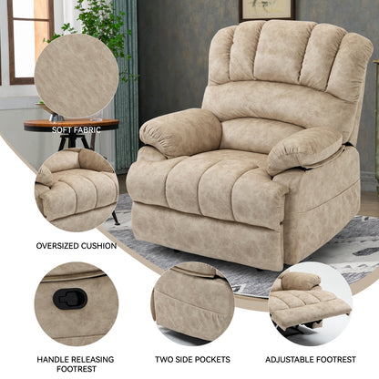 Manual Recliner Chair Fabric Beige