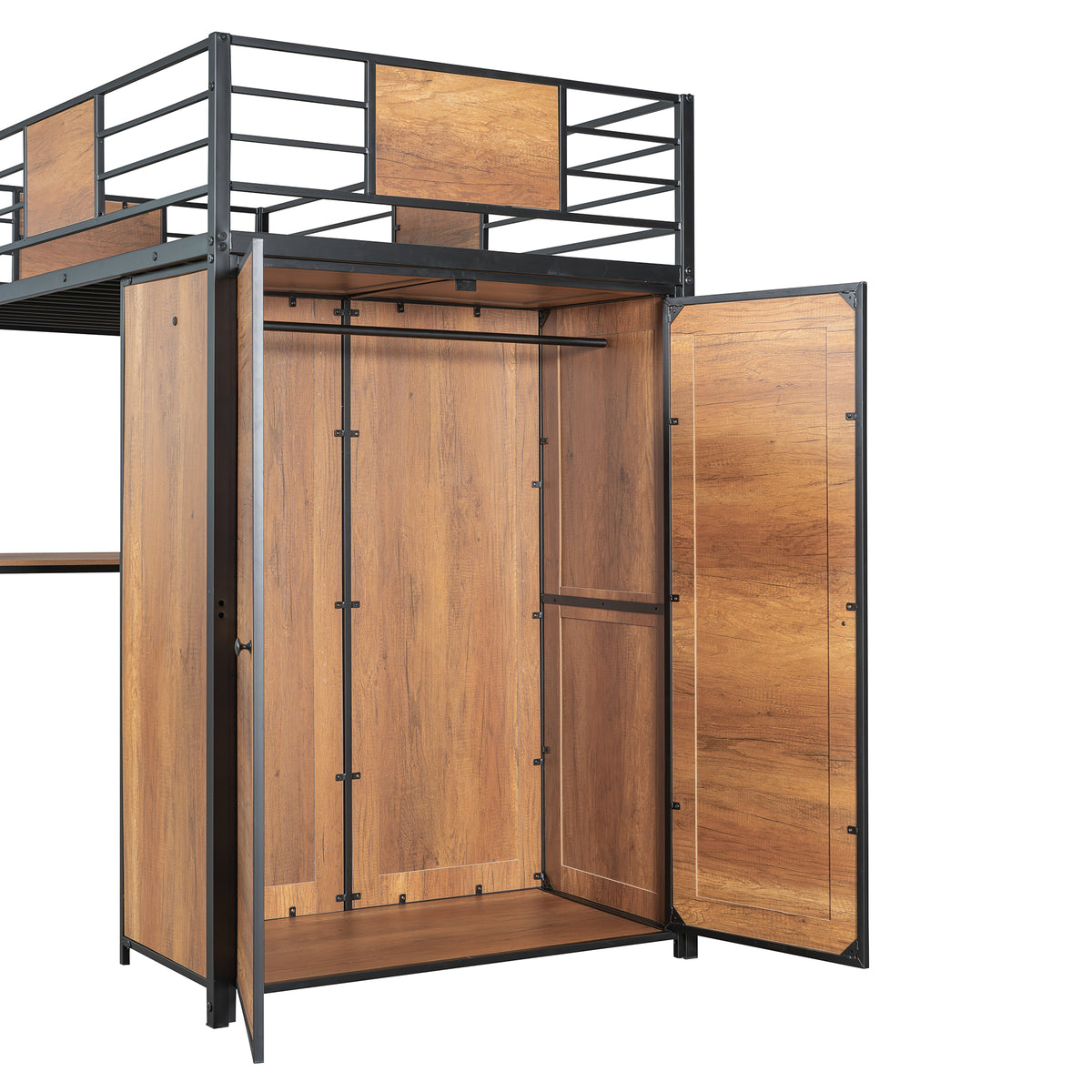 Twin Loft Bed with Desk Black