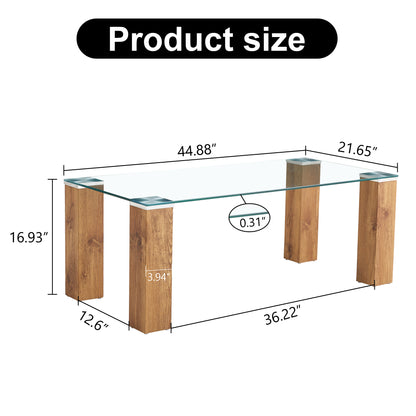 Glass-Top Coffee Table Set of 2 Transparent