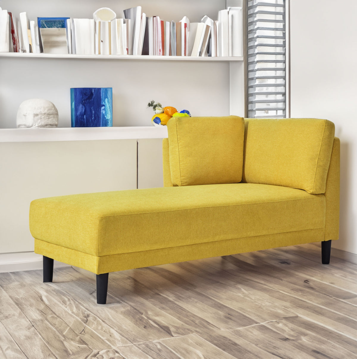 Mid-Century Fabric Chaise Lounge Beige