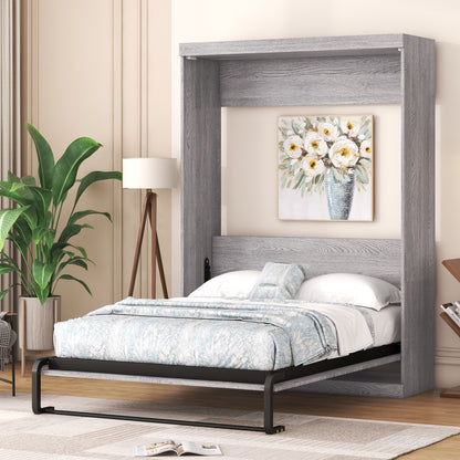 Full Murphy Bed Foldable Design Gray Finish