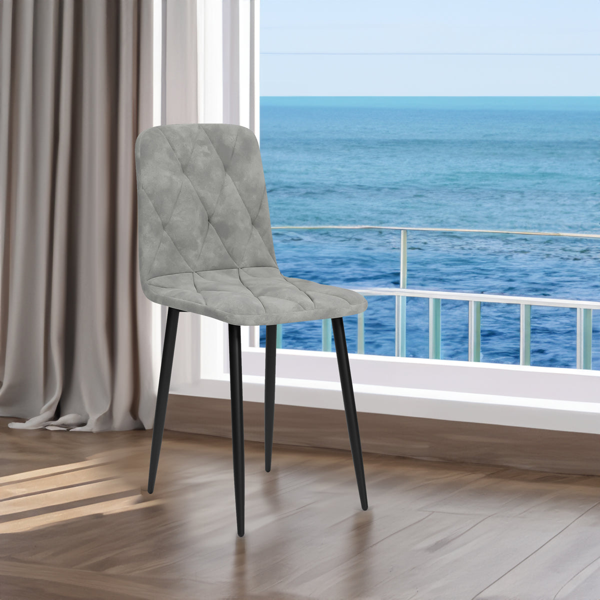 Upholstered Dining Chair Set (4 pcs) – Chrome Legs
