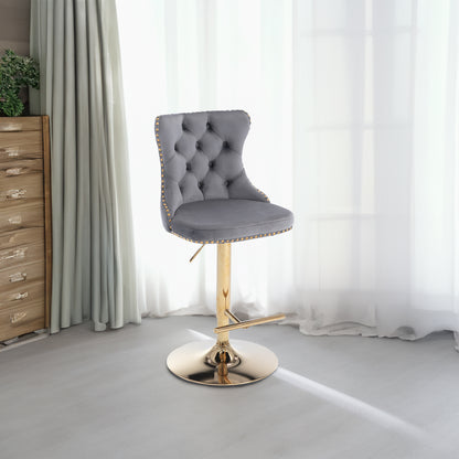 Adjustable Chrome Bar Stools Set of 2 Gray